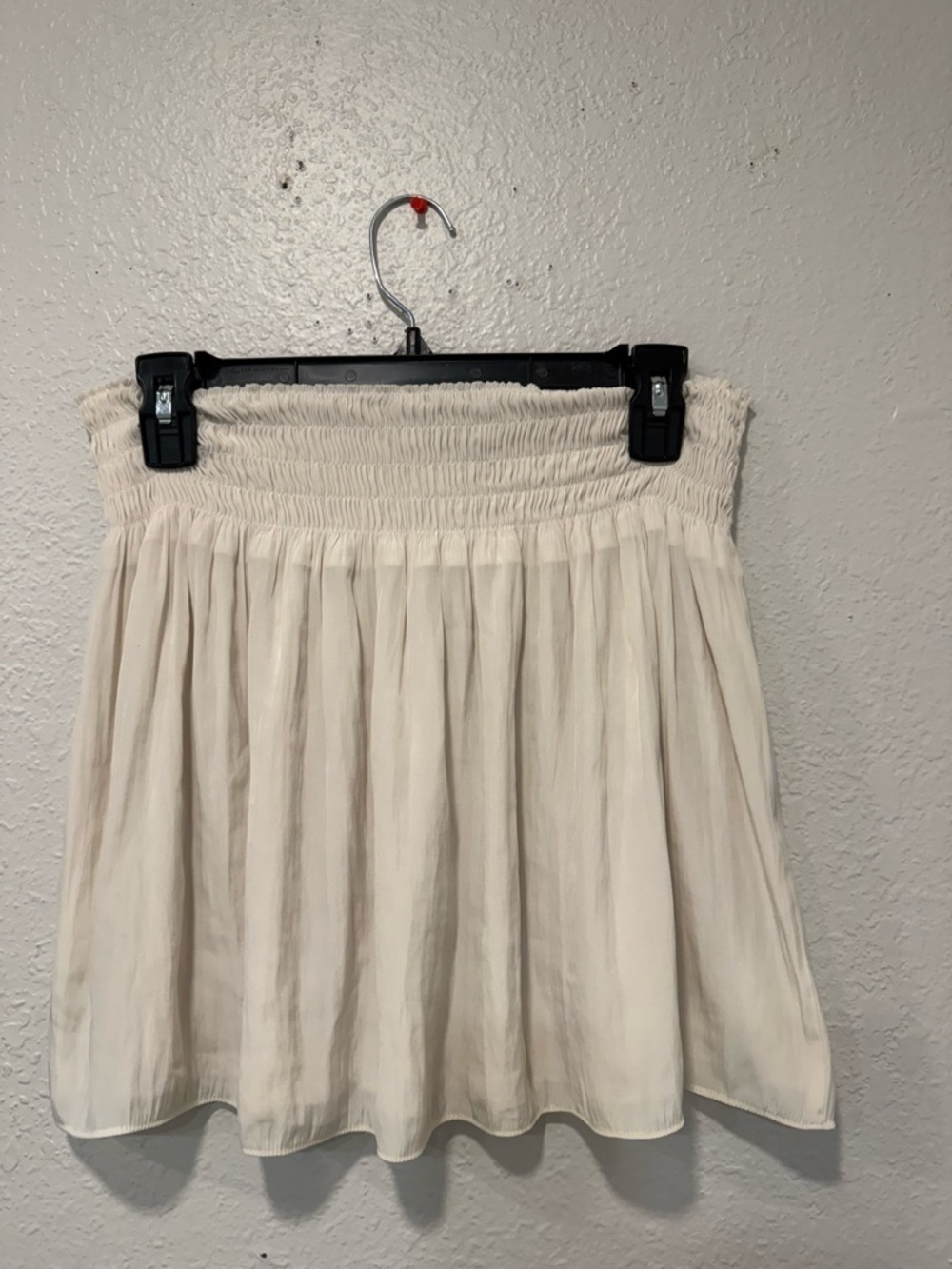 Ramy Brook Ivory Smocked Waist Mini Skirt Flowy Boho Chic Sz small